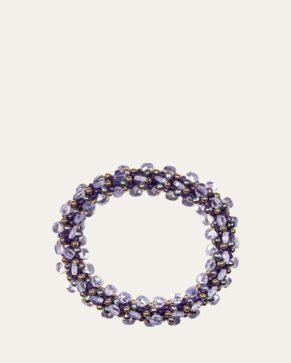 14K Yellow Gold Amethyst and Zircon Bracelet